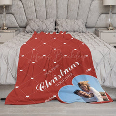 Lofaris Red Rhombus Christmas Custom Name Photo Blanket