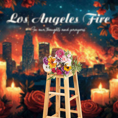 Lofaris Red Rose Candle Los Angeles Fire Condolences Backdrop