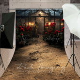 Lofaris Red Rose Dark Lovely Greenhouse Window Sweep Backdrop