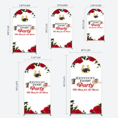 Lofaris Red Rose Horseshoe Kentucky Derby Party Arch Backdrop