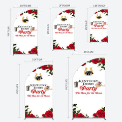Lofaris Red Rose Horseshoe Kentucky Derby Party Half Moon Arch Backdrop