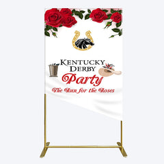 Lofaris Red Rose Horseshoe Kentucky Derby Party Rectangle Backdrop