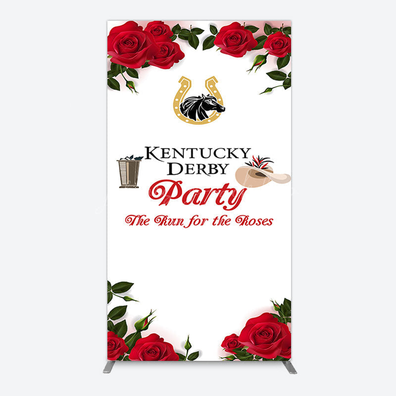 Lofaris Red Rose Horseshoe Kentucky Derby Party Rectangle Backdrop