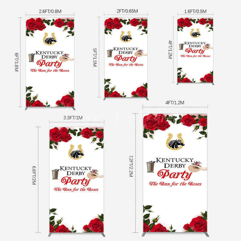 Lofaris Red Rose Horseshoe Kentucky Derby Party Rectangle Backdrop