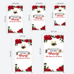 Lofaris Red Rose Horseshoe Kentucky Derby Party Rectangle Backdrop