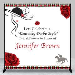 Lofaris Red Rose Kentucky Derby Custom Bridal Shower Backdrop