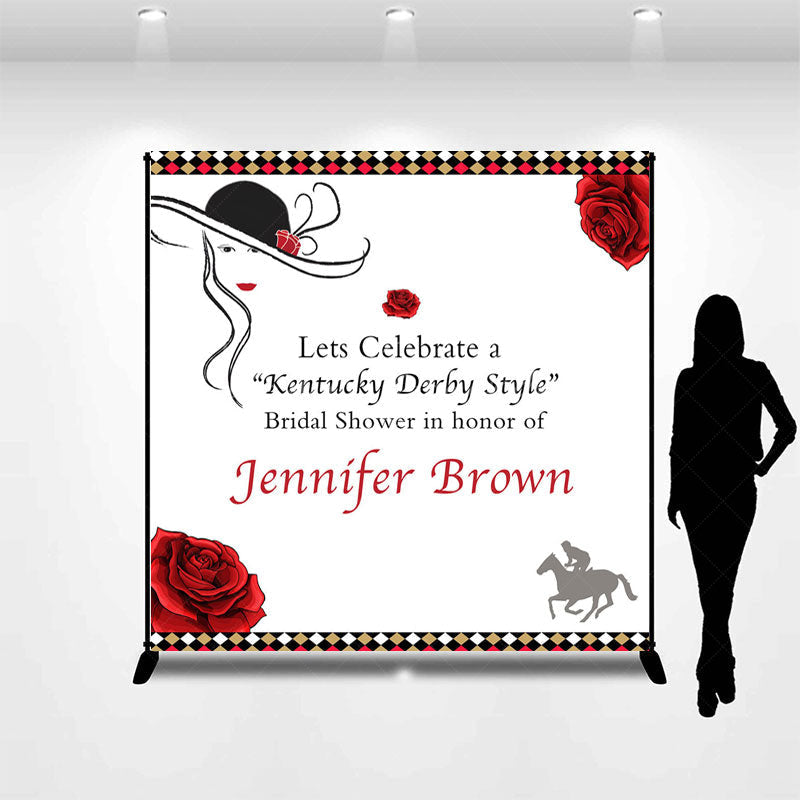 Lofaris Red Rose Kentucky Derby Custom Bridal Shower Backdrop