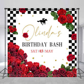 Lofaris Red Rose Kentucky Derby Custom Name Birthday Backdrop