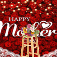 Lofaris Red Rose Lace Happy Mothers Day Photography Backdrop