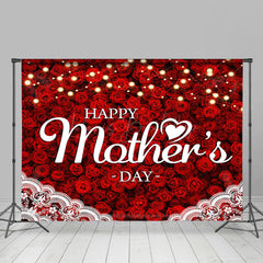 Lofaris Red Rose Lace Happy Mothers Day Photography Backdrop
