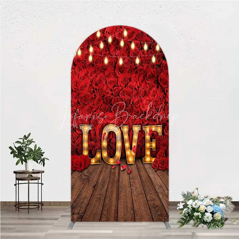 Lofaris Red Rose Wall Arch Backdrop Romantic Floral Love Light Wedding Party Decoration