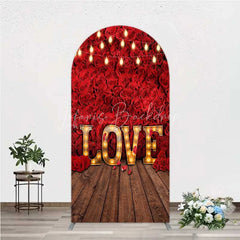 Lofaris Red Rose Wall Arch Backdrop Romantic Floral Love Light Wedding Party Decoration