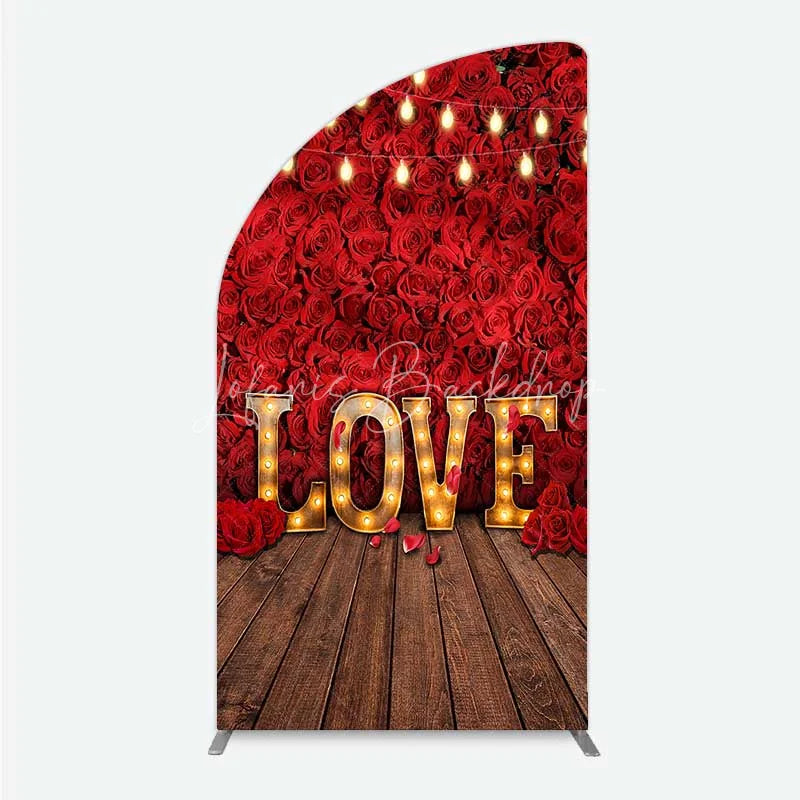 Lofaris Red Rose Wall Half Moon Arch Backdrop Romantic Floral Love Light Wedding Party Decoration