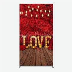 Lofaris Red Rose Wall Rectangle Backdrop Romantic Floral Love Light Wedding Party Decoration