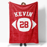 Lofaris Red Rugby Field Football Sports Custom Name Blanket