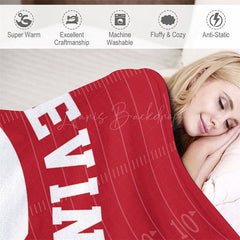 Lofaris Red Rugby Field Football Sports Custom Name Blanket