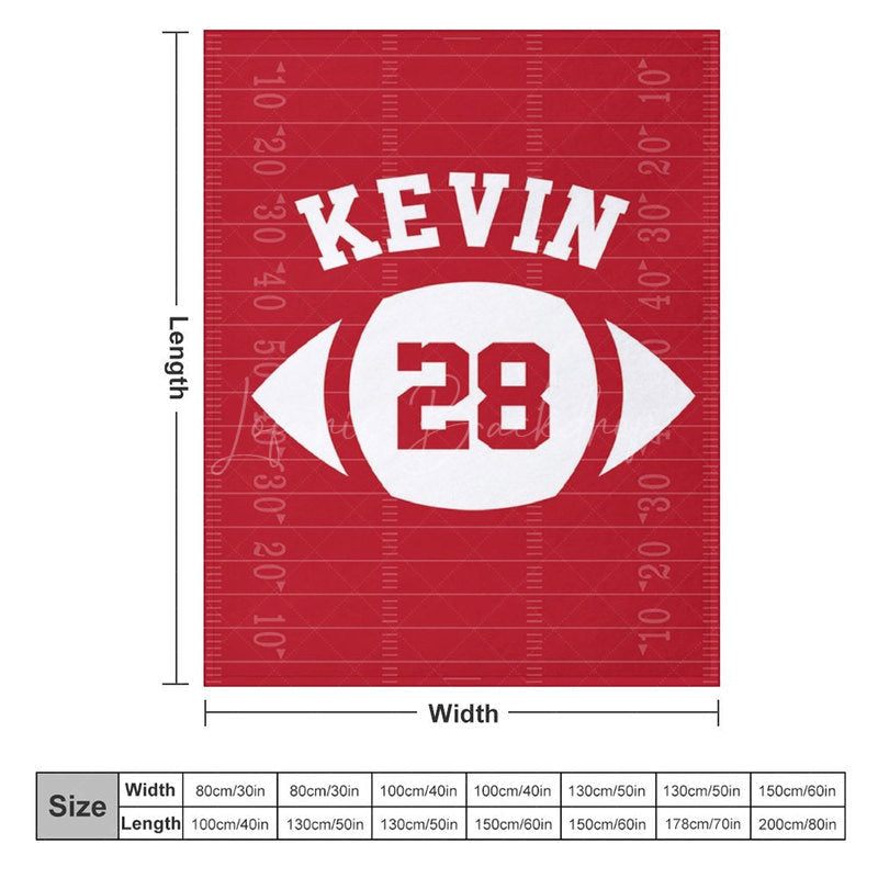 Lofaris Red Rugby Field Football Sports Custom Name Blanket