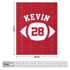 Lofaris Red Rugby Field Football Sports Custom Name Blanket