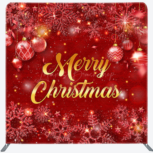Lofaris Red Snowflake Balls Fabric Tension Christmas Backdrop