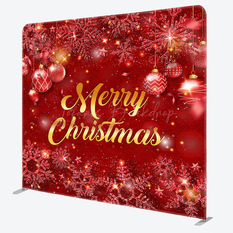 Lofaris Red Snowflake Balls Fabric Tension Christmas Backdrop