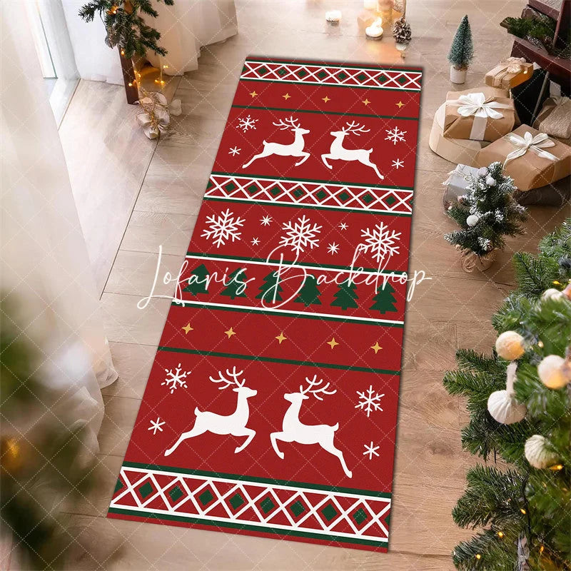 Lofaris Red Snowflakes Christmas Decor Runner Rug Reindeer Rectangle Hallway Mat Decoration For Home