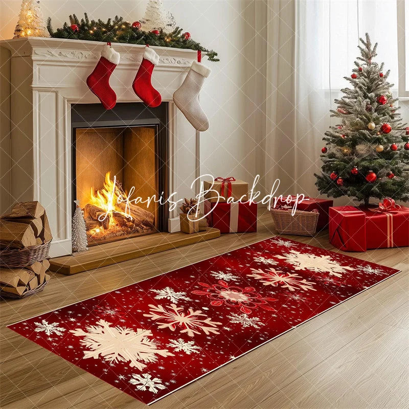 Lofaris Red Snowflakes Merry Christmas Decor Runner Rug Rectangle Hallway Mat Decoration Xmas Gifts Home