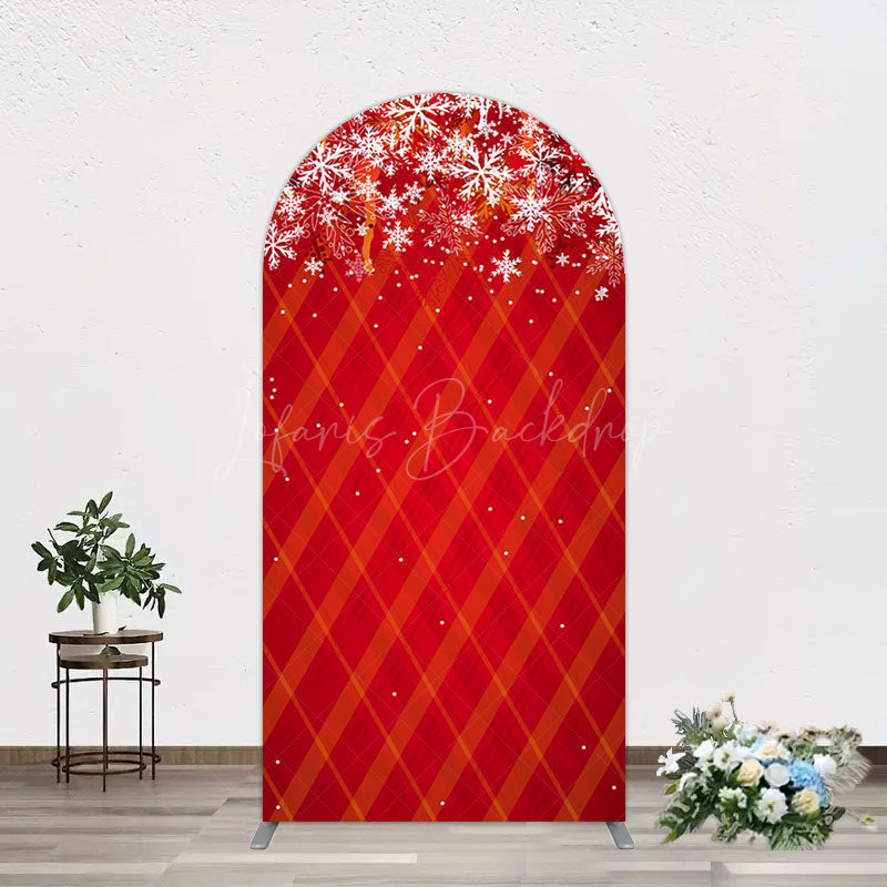 Lofaris Red Snwoflake Festive Christmas Vibe Arch Backdrop