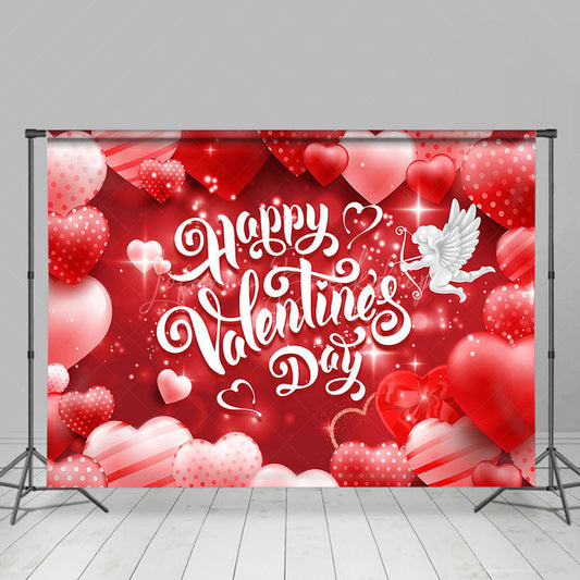 Lofaris Red Sparkle Balloons Angel Valentines Day Backdrop