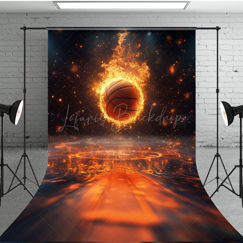 Lofaris Red Sparkle Lighted Basketball Sweep Photo Backdrop