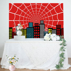 Lofaris Red Spider Wab City Night Scene Birthday Backdrop