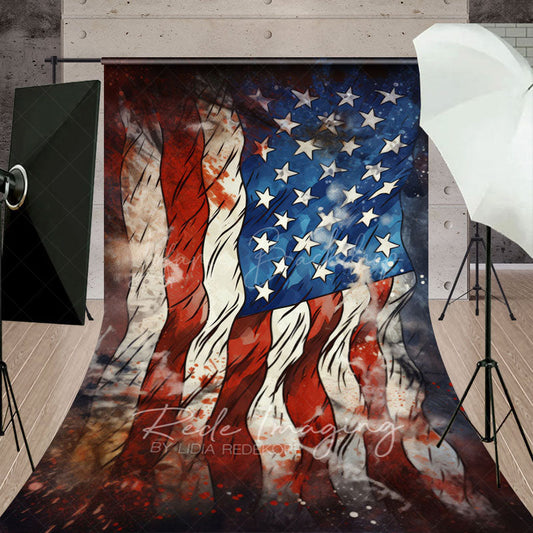 Lofaris Red Spot American Flag Independence Day Sweep Backdrop