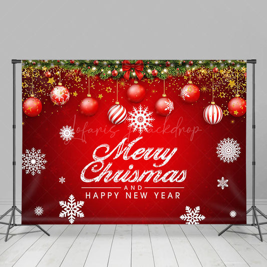 Lofaris Red Starry Merry Christmas Happy New Year Backdrop