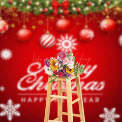 Lofaris Red Starry Merry Christmas Happy New Year Backdrop