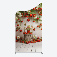 Lofaris Red Strawberry Vine White Floral Spring Arch Backdrop