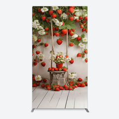 Lofaris Red Strawberry Vine White Floral Spring Arch Backdrop