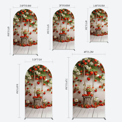 Lofaris Red Strawberry Vine White Floral Spring Arch Backdrop