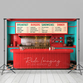 Lofaris Red Teal Retro 50s Diner Cake Smash Photo Backdrop