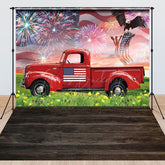 Lofaris Red Truck Eagle Flag Independence Day Combo Set Backdrop
