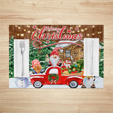 Lofaris Red Truck Gnome Cabin Tree Xmas Set Of 4 Placemats