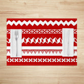 Lofaris Red White Abstract Fair Isle Xmas Set Of 4 Placemats