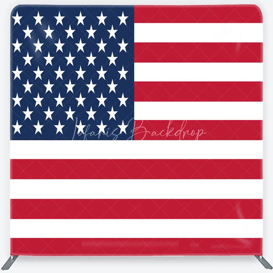 Lofaris Red White and Blue American Flag Square Double-Sided Backdrop Patriotic 4th of July Party Decor