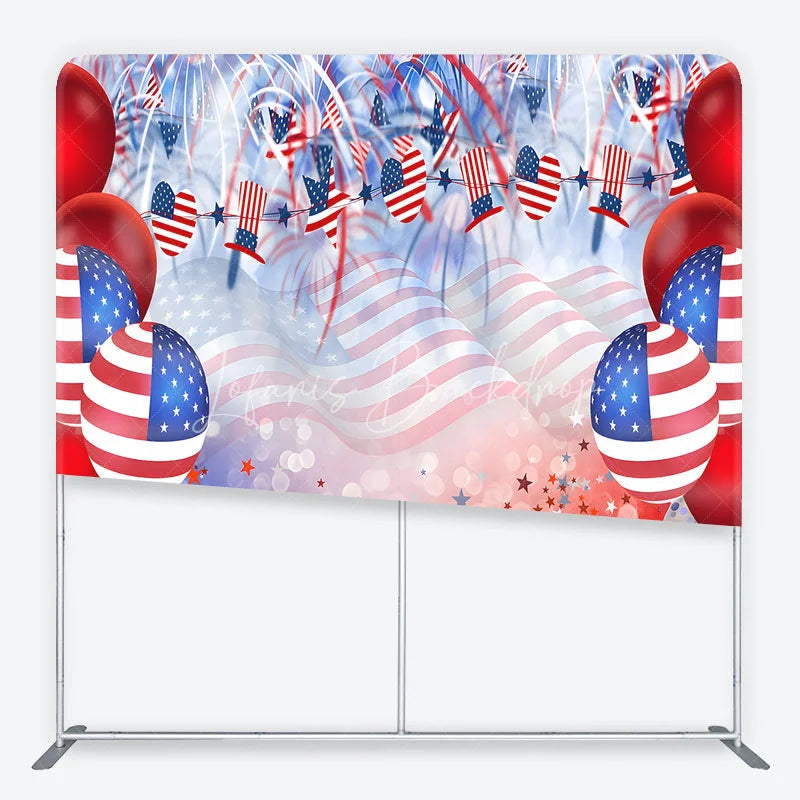 Lofaris Red White and Blue American Flag Square Double-Sided Backdrop Patriotic Celebration Party Decor