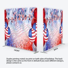 Lofaris Red White and Blue American Flag Square Double-Sided Backdrop Patriotic Celebration Party Decor