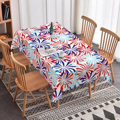 Lofaris Red White and Blue Firework Burst Rectangle Tablecloth Festive Patriotic Party Decor