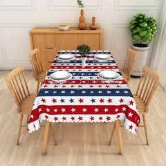 Lofaris Red White and Blue Stars Stripes Rectangle Tablecloth with Scalloped Edge Patriotic 4th of July Decor