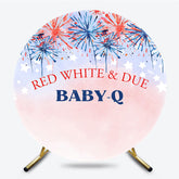 Lofaris Red White And Due Holiday Round Baby Shower Backdrop
