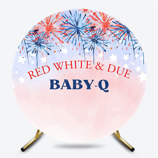 Lofaris Red White And Due Holiday Round Baby Shower Backdrop