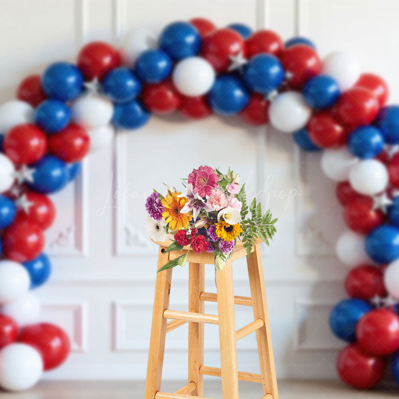 Lofaris Red White And Stars Arch Balloon Cake Smash Backdrop