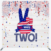 Lofaris Red White And Two Birthday Square Tension Backdrop