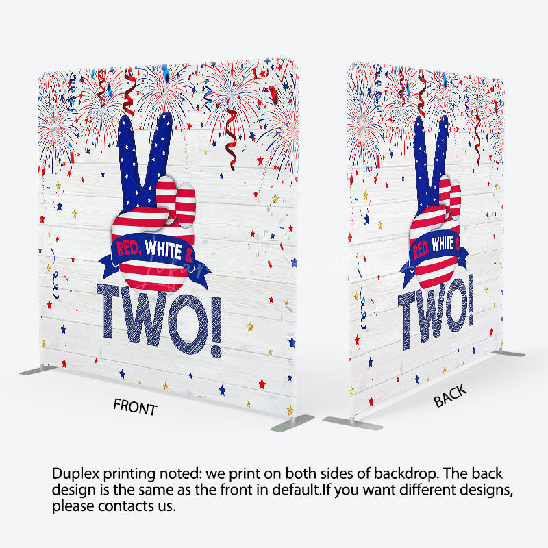 Lofaris Red White And Two Birthday Square Tension Backdrop